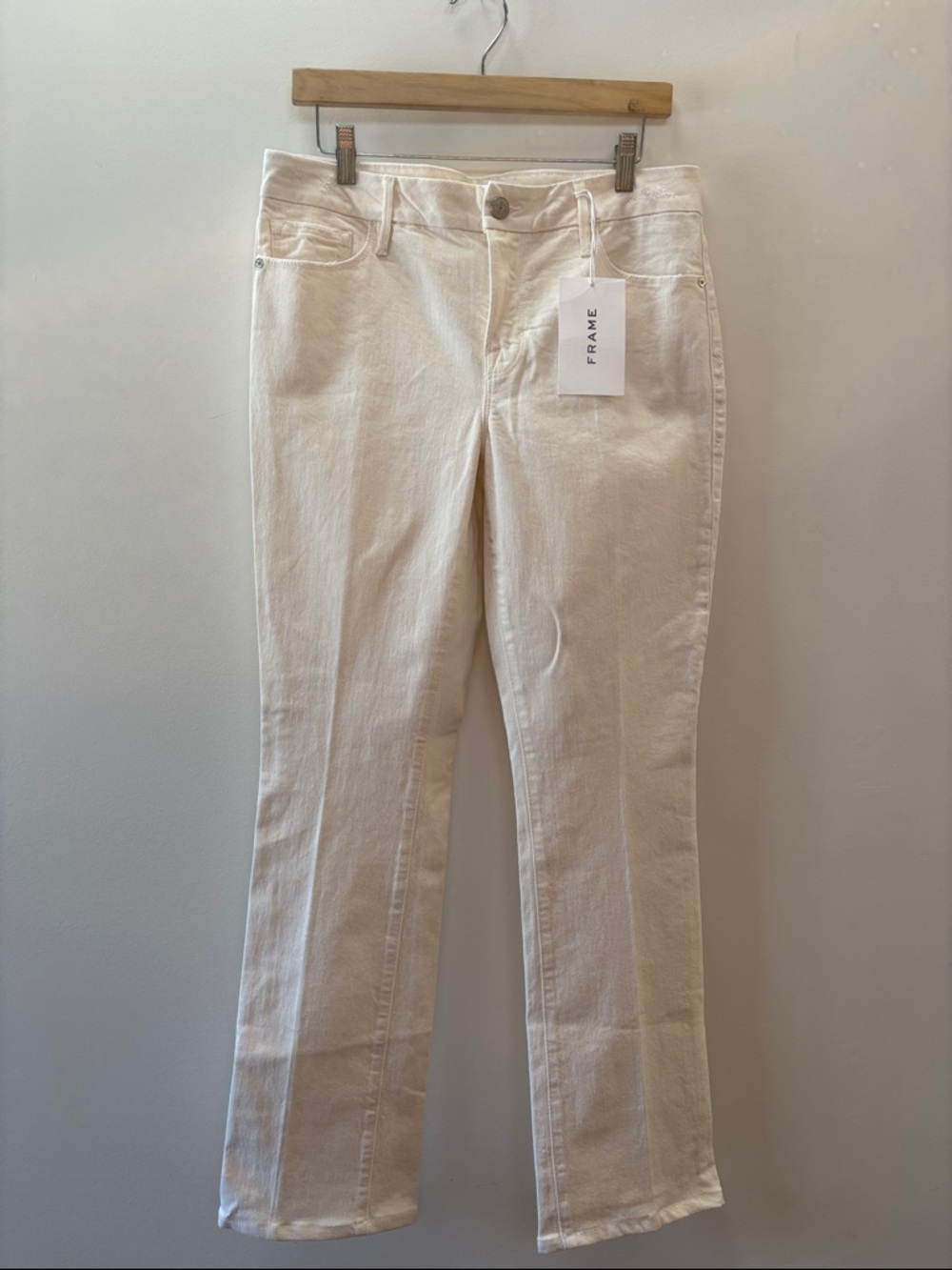 Frame Denim Cream Straight-Leg Jeans